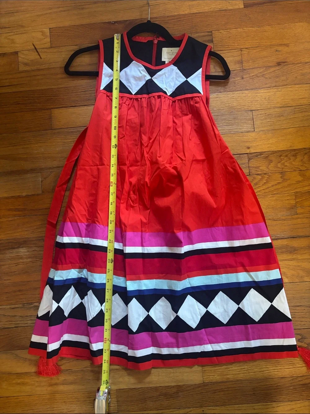 kate spade Bright Orange Sleeveless Geometric Stripe Mini Dress